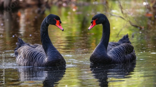 Black Swans in Perth, Western Australia. Graceful Nature on Display