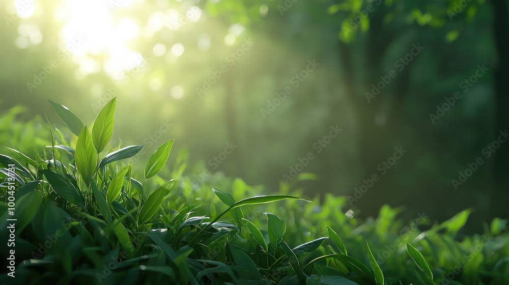 Serene Lush Forest at Dusk with Soft Light Serene Lush Forest at Dusk with Soft Light
