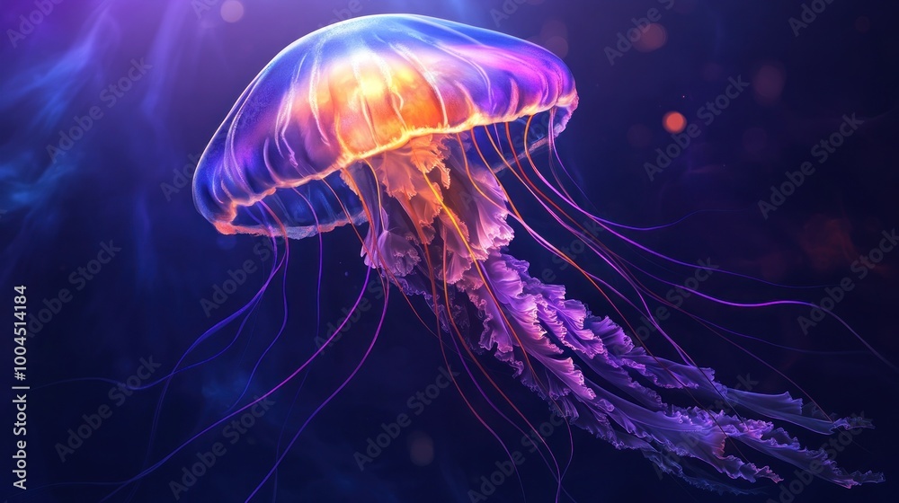Glowing Jellyfish Underwater Glowing Jellyfish Underwater