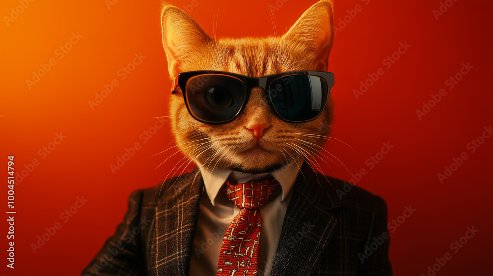 A cat wearing sunglasses and a suit with a tie. Generative AI image
A cat wearing sunglasses and a suit with a tie. Generative AI image