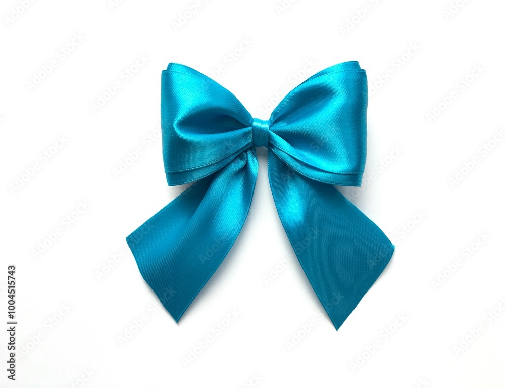 Naklejka premium Blue ribbon bow isolated on white background