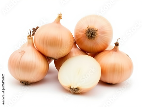 Wallpaper Mural Raw onion collection, whole and sliced, isolated on a white background, vegetable bundle, white background_00001_ Torontodigital.ca