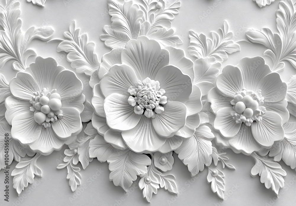 White Embossed Floral Wallpaper Pattern White Embossed Floral Wallpaper Pattern
