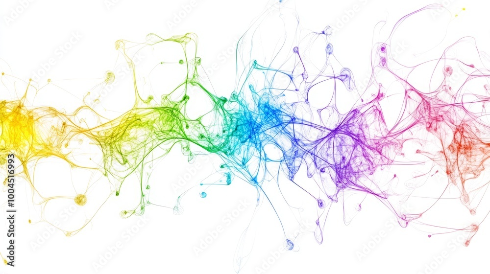 Vibrant Neural Network Connections on White Background: A Visual Representation of Artificial Intelligence and Brain-Like Digital Structures. Vibrant Neural Network Connections on White Background: A Visual Representation of Artificial Intelligence and Brain-Like Digital Structures.