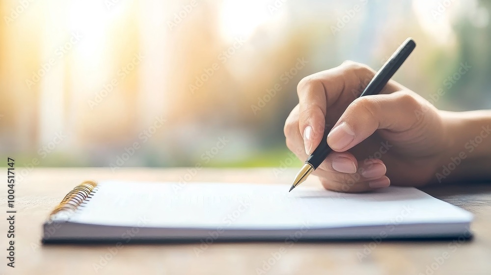 Hand Writing Notes in a Bright Outdoor Setting Hand Writing Notes in a Bright Outdoor Setting