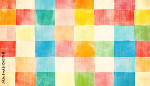 A bright and colorful illustration of a checkered pattern