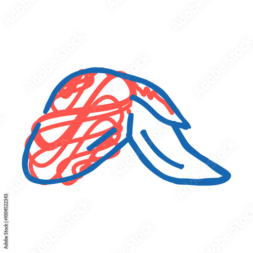 wing with two phalanges doodle icon sketch vector. wing with two phalanges sign. isolated symbol illustration