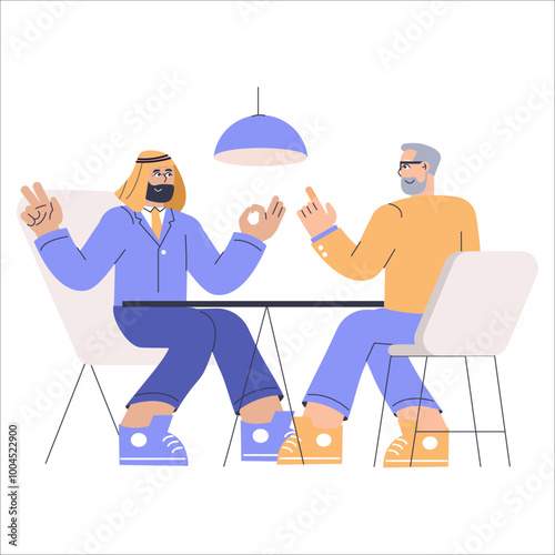 Diversity Businessman. Flat Vector Illustration