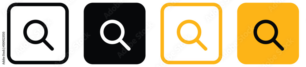 search icon button - magnifying glass loupe sign symbol, magnifier icon.