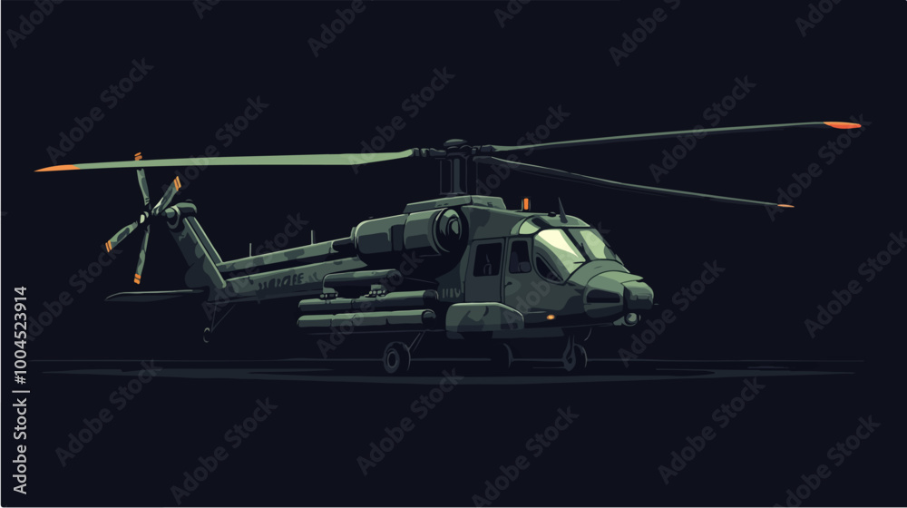 Illustration of a military helicopter. Combat vehicle. Illustration of a military helicopter. Combat vehicle.