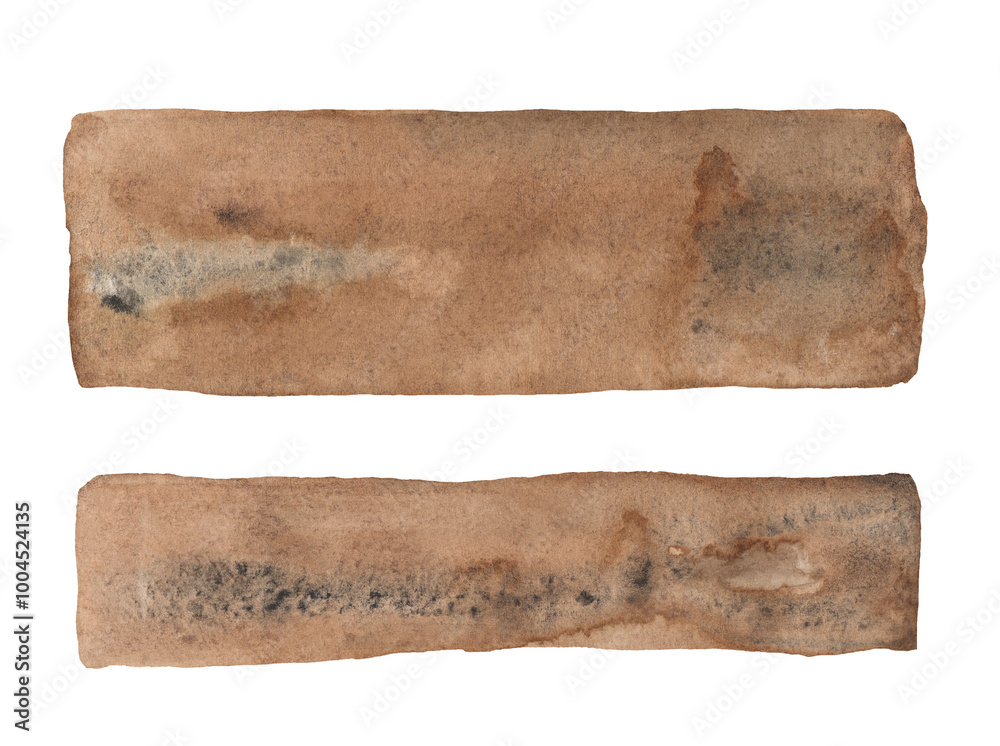 Watercolor abstract Brown brush strokes on a white background. Watercolor abstract Brown brush strokes on a white background.