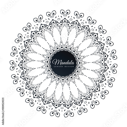 Geometric flower. Contour drawing of a mandala on a white background. Vector illustration