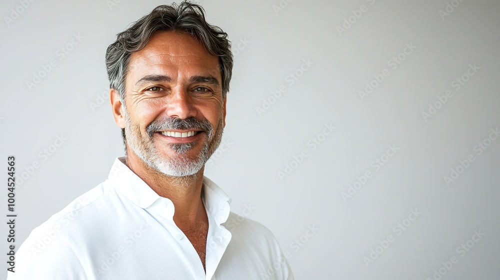 Confident Man Smiling Against Neutral Background