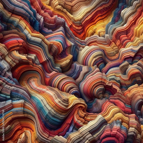 Rocky Tapestry A vibrant abstract arrangement of colorful layere photo