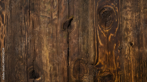 Weathered oak plank with rough, textured grain, perfect for rustic, natural backgrounds photo