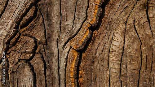 Abstract textured wood bark pattern, macro closeup of a rough, old tree trunk