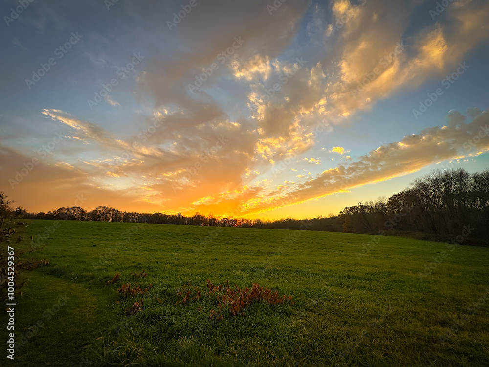 Obraz premium New England Sunset over Field