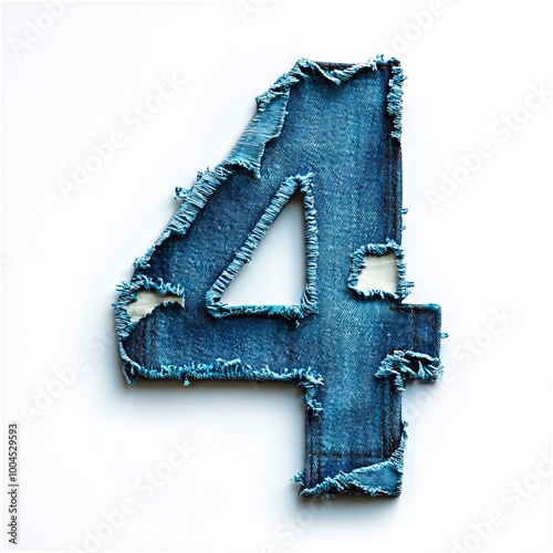 A number four made out of a pair of blue jeans