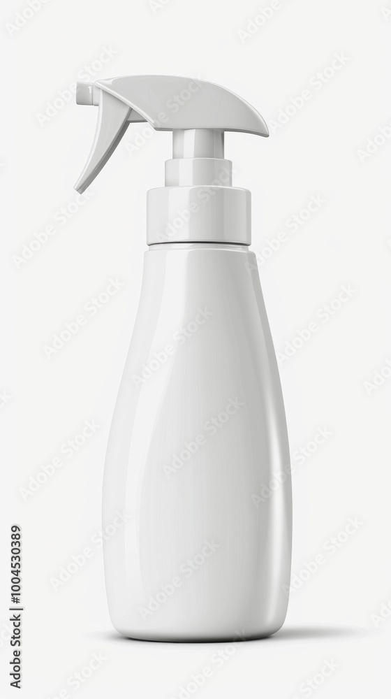 A sleek white spray bottle standing on a light background, ideal for personal care or cleaning solutions in various settings
