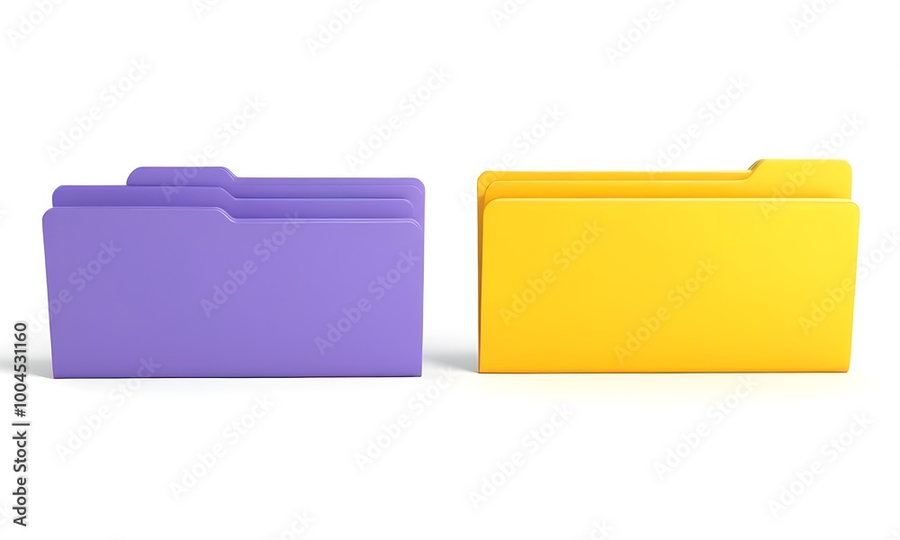 purple folder icon next to a yellow folder icon, representing file organization or storage purple folder icon next to a yellow folder icon, representing file organization or storage