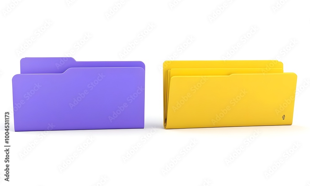 purple folder icon next to a yellow folder icon, representing file organization or storage purple folder icon next to a yellow folder icon, representing file organization or storage