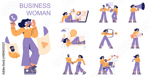 Businesswoman. Flat Vector Illustration