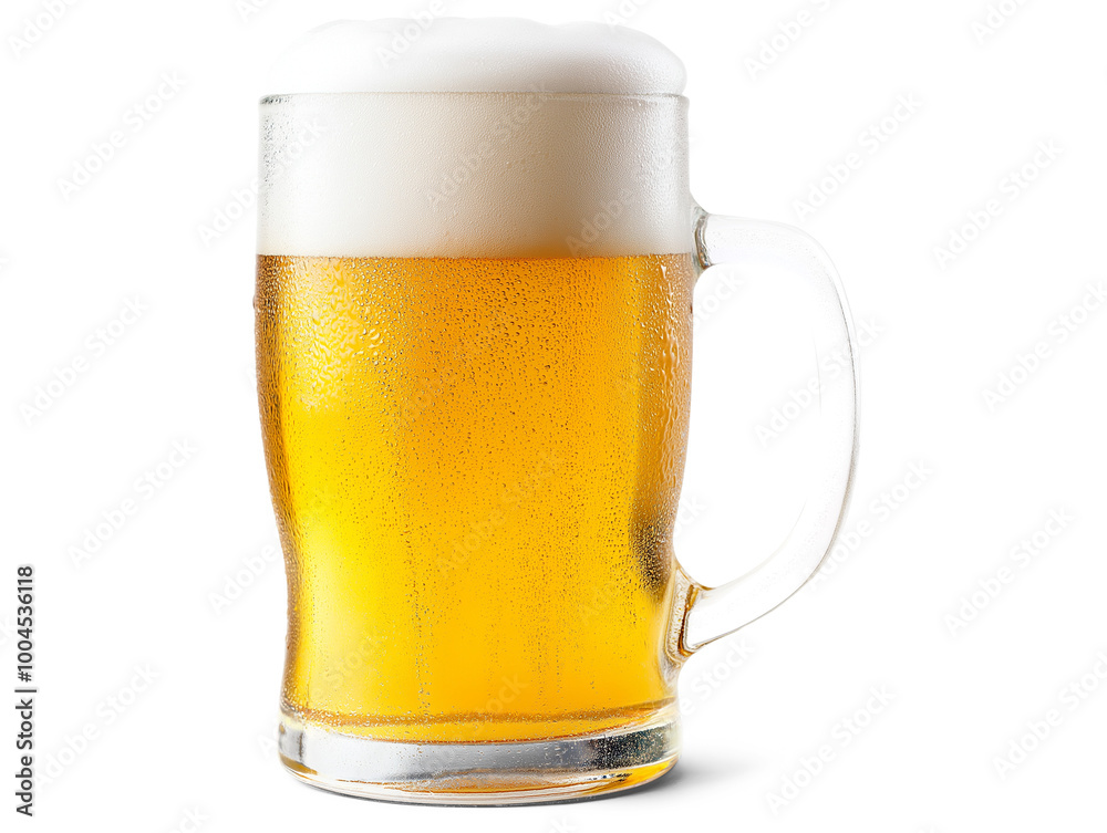 A tall glass of frothy beer with condensation, isolated on a transparent background, perfect for beverage and bar promotions. A tall glass of frothy beer with condensation, isolated on a transparent background, perfect for beverage and bar promotions.