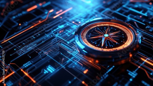 Wallpaper Mural Digital Compass on Circuit Board Torontodigital.ca