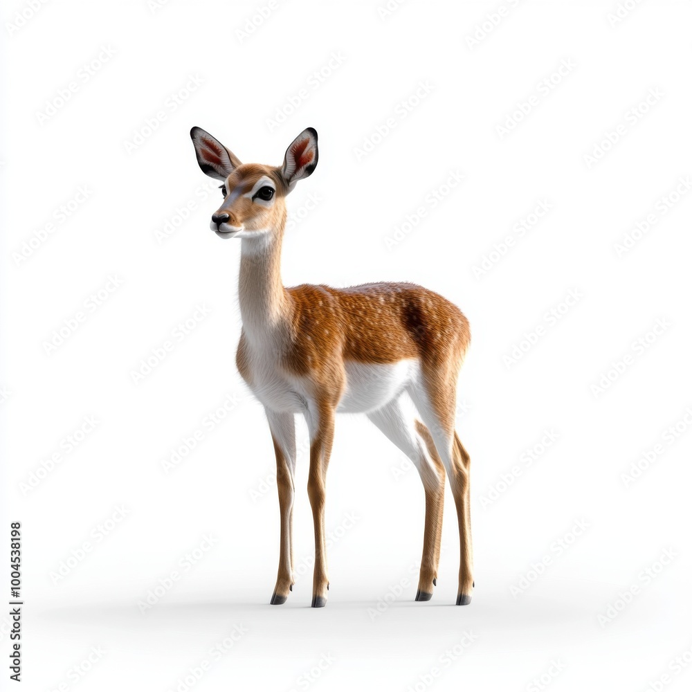 Fototapeta premium Impala on White Background in Raw Style