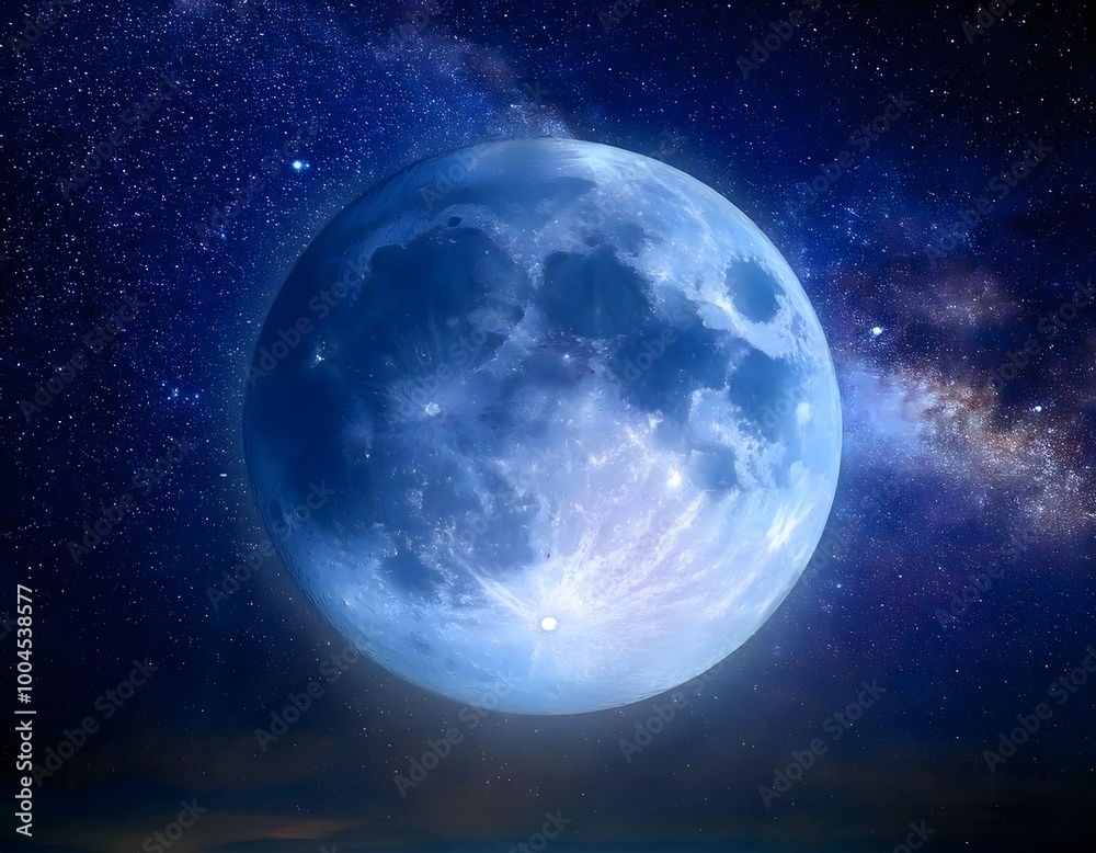 A giant blue moon in the sky A giant blue moon in the sky