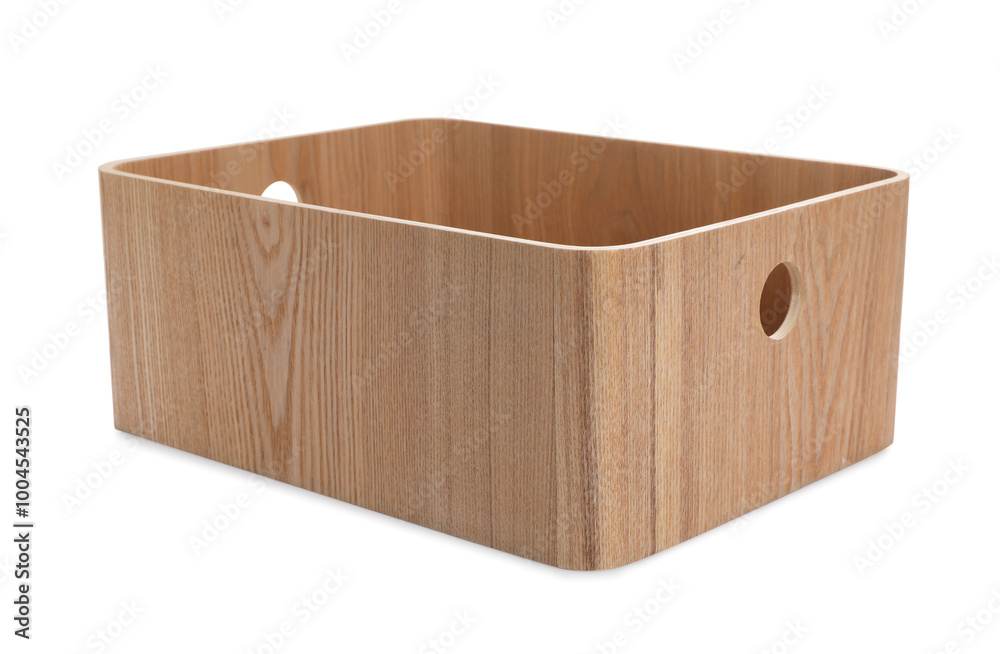 One empty wooden box isolated on white One empty wooden box isolated on white
