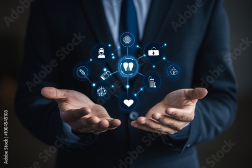 Businessman with Virtual Medical Network