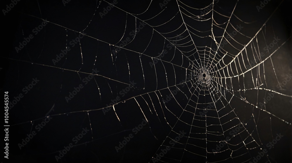 Spider web silhouette against black wall - halloween theme dark background Spider web silhouette against black wall - halloween theme dark background