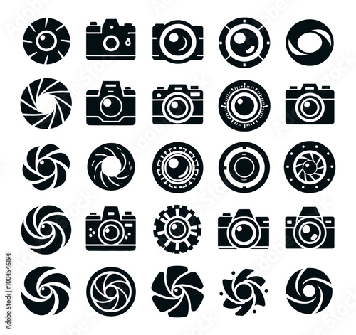 Camera shutter and photo camera icons set