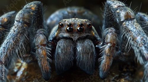 Close-up view of a jumping spider displaying intricate details in its eyes, fur, and surroundings in a natural setting