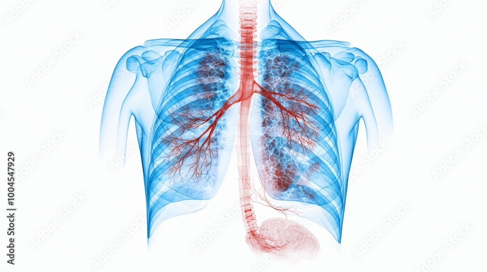 A side view of a radiographic examination of the chest, with contrast ...