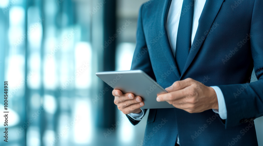 Close-up of a tablet screen with a consultant presenting financial data to a client, tablet presentation, business strategy. Close-up of a tablet screen with a consultant presenting financial data to a client, tablet presentation, business strategy.