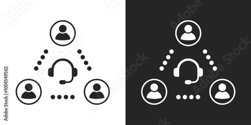 Customer call center sign black and white icon vector design