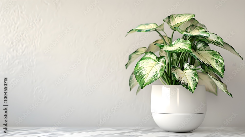 Variegated Syngonium Plant in a Modern Pot Variegated Syngonium Plant in a Modern Pot