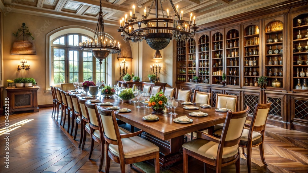 Elegant Dining Room with Chandelier Elegant Dining Room with Chandelier