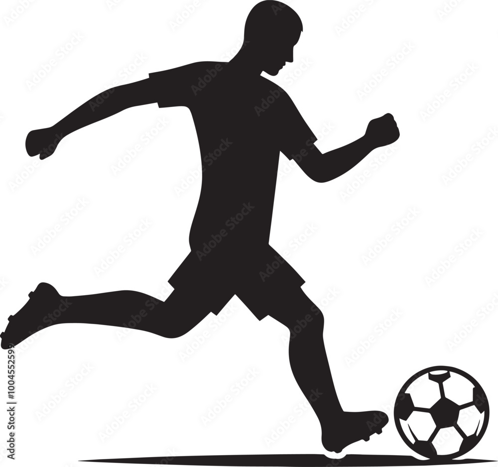 Football player kicking football silhouette vector illustration isolated on a white background Football player kicking football silhouette vector illustration isolated on a white background