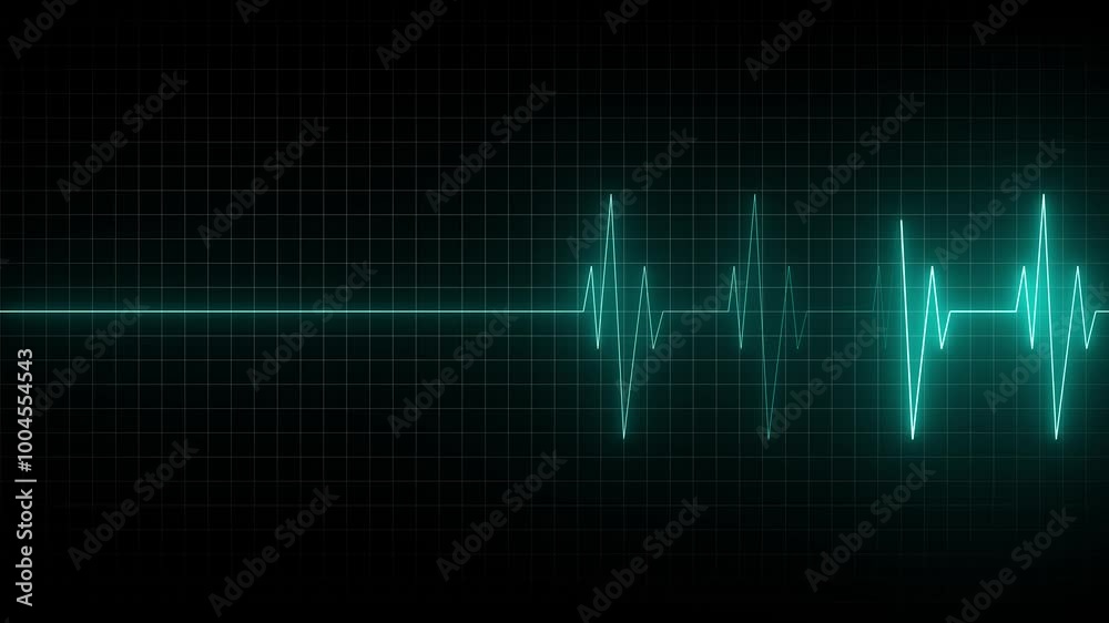 Glowing Heartbeat line icon animation. Electrocardiogram shows heart beat lines. Cardiogram, neon heart pulse animation.