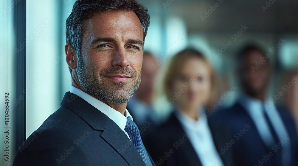Confident Businessman in Modern Office Setting Confident Businessman in Modern Office Setting