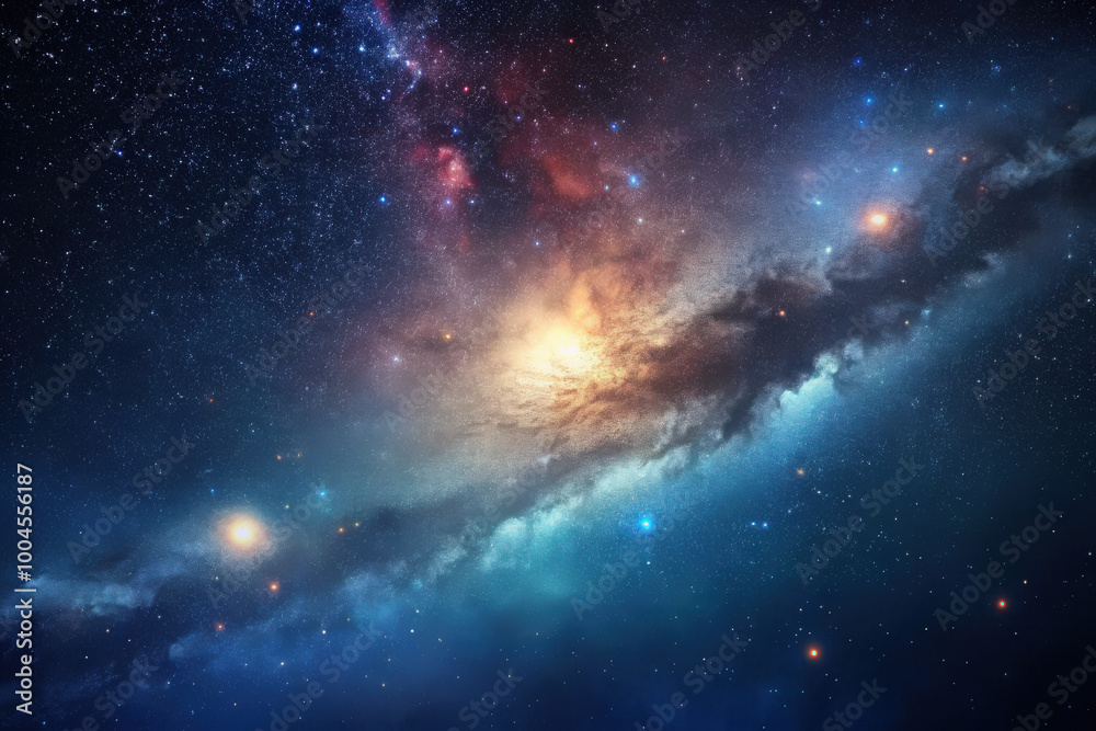A vibrant cosmic dance of stars and galaxies shining brilliantly in the infinite expanse of the night sky. Generative AI A vibrant cosmic dance of stars and galaxies shining brilliantly in the infinite expanse of the night sky. Generative AI
