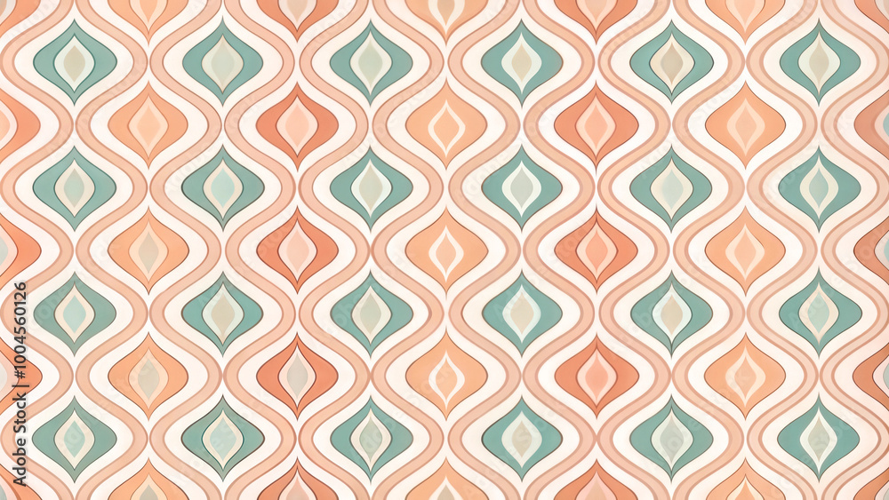 custom made wallpaper toronto digitalAbstract intricate ogee pattern in pastel earthy tones.