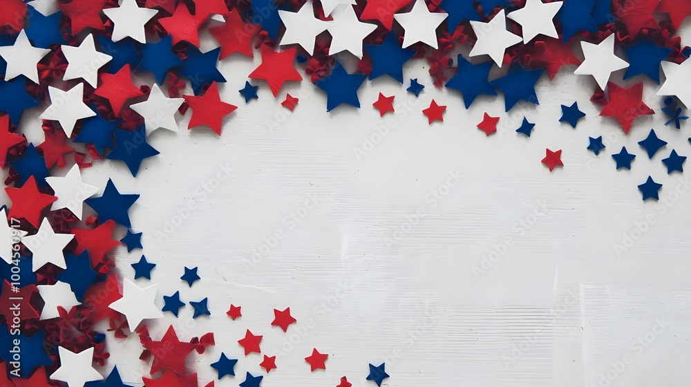 Obraz premium Red White Blue Stars Festive Background Holiday Banner Patriotic Decor