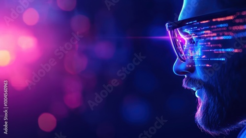 Vibrant Neon Lights Reflected in Sunglasses