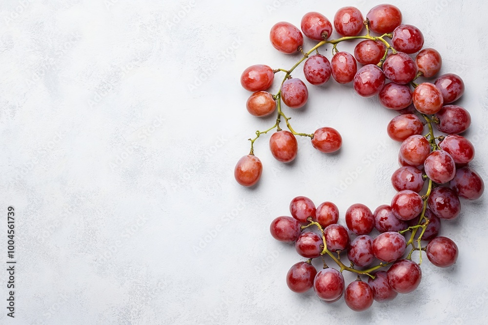 Red Grapes Arranged in a Semi-Circle on a White Background Red Grapes Arranged in a Semi-Circle on a White Background