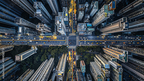 Fototapeta Naklejka Na Ścianę i Meble -  drone photo top view traffic in the city