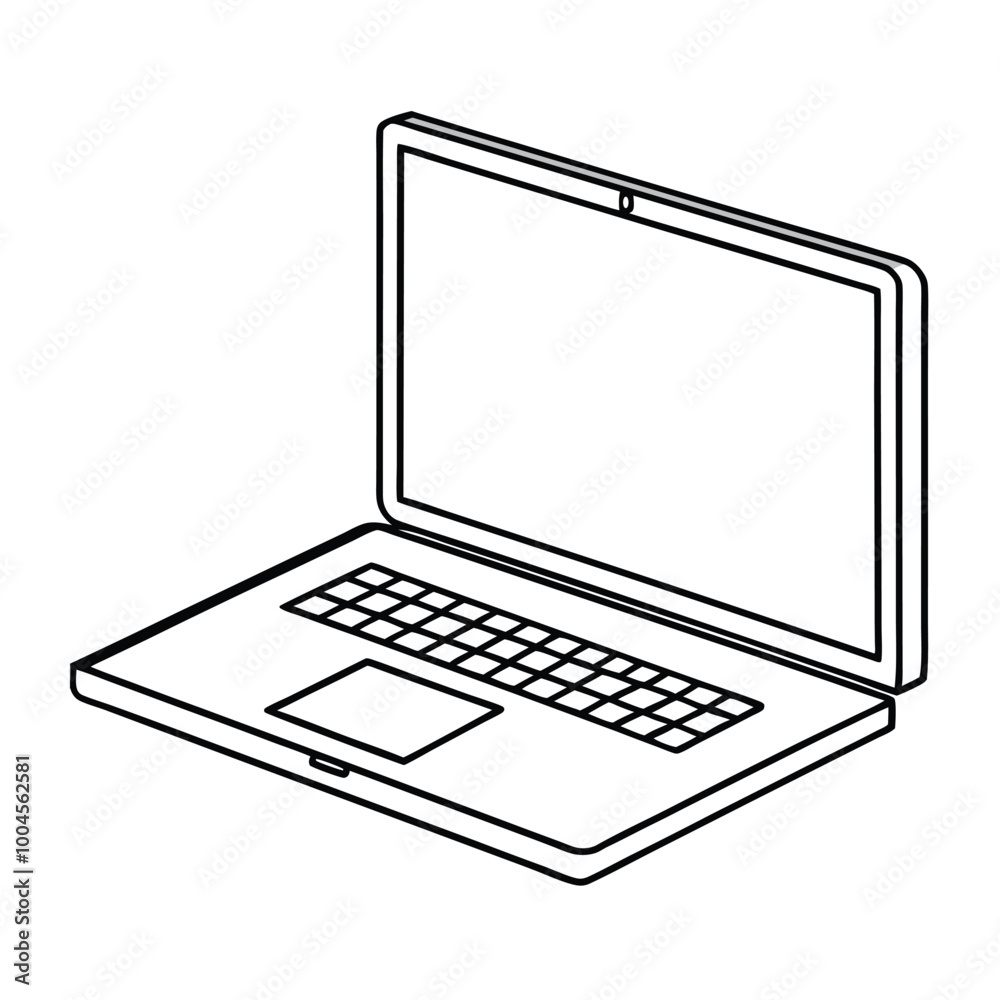 Simple Outlined Open Laptop Icon Vector Illustration for Man's Technology and Design Projects. Simple Outlined Open Laptop Icon Vector Illustration for Man's Technology and Design Projects.